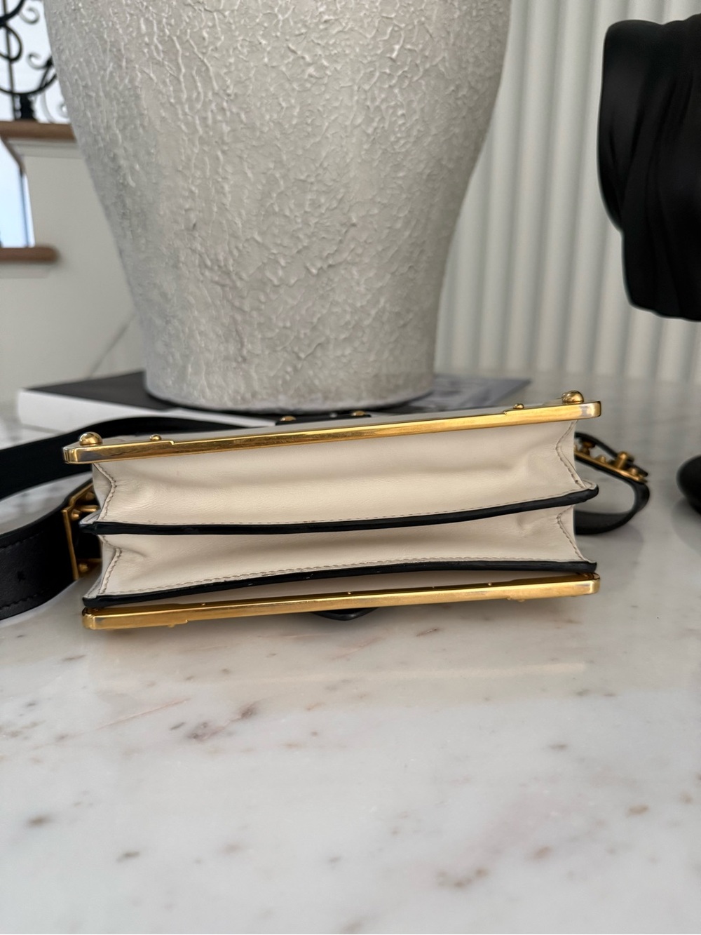 Prada Cahier Black & Cream Leather Crossbody Bag - Picture 4 of 13